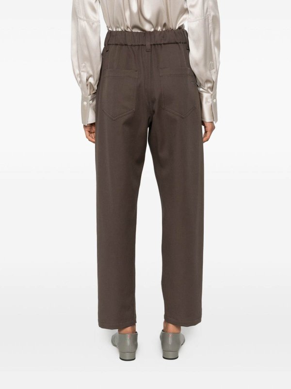 BRUNELLO CUCINELLI: casual trousers online - Brown Stretch Cotton Trousers