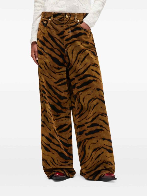 GANNI: straight leg jeans online - Zebra Print Jeans