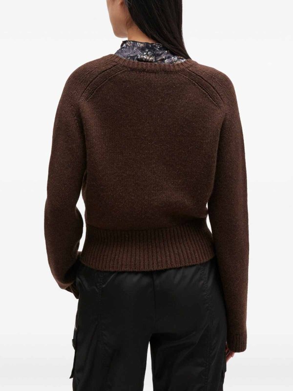 GANNI: v necks online - Brown Wool V-Neck Sweater