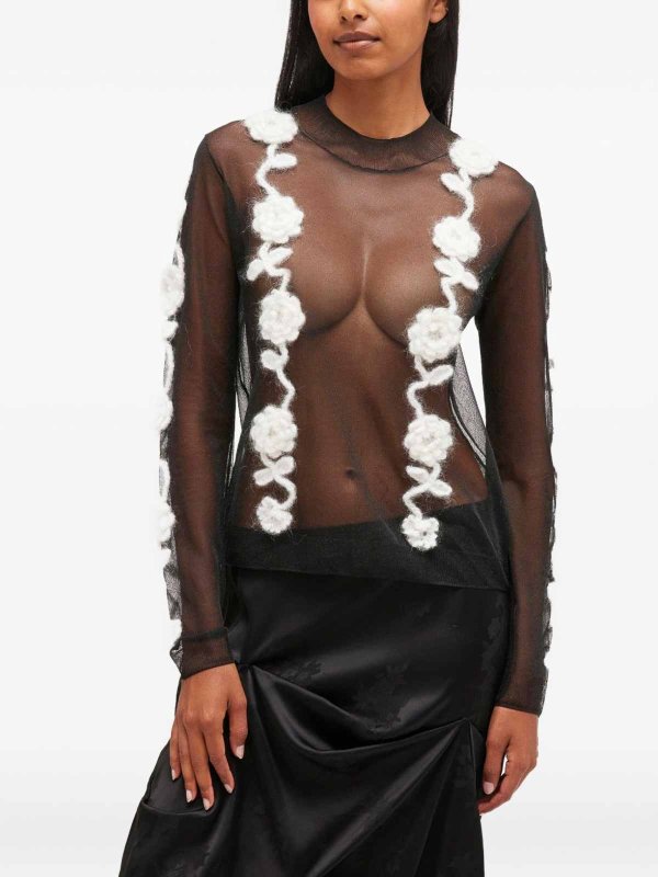 Semi-Sheer Long-Sleeved Top shop online: GANNI