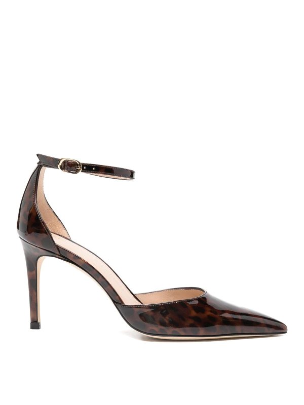 Stuart Weitzman: court shoes - Leopard Print Ankle Strap Pumps