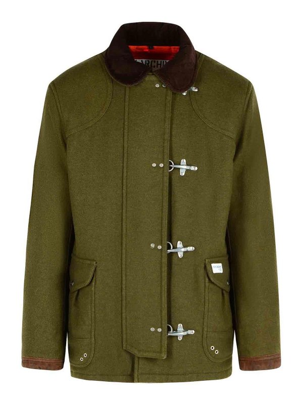 FAY: casual jackets - 4Ganci Green Wool Blend Jacket