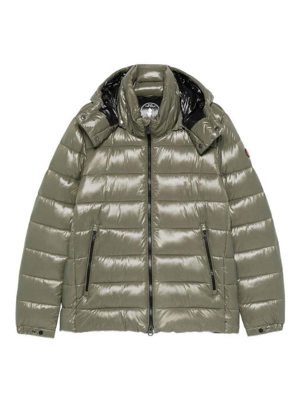 Save The Duck: knee length coats - Giacconi Laurel Green