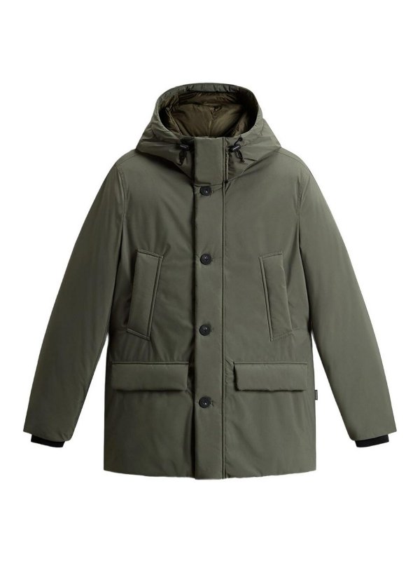 WOOLRICH: knee length coats - Green jacket