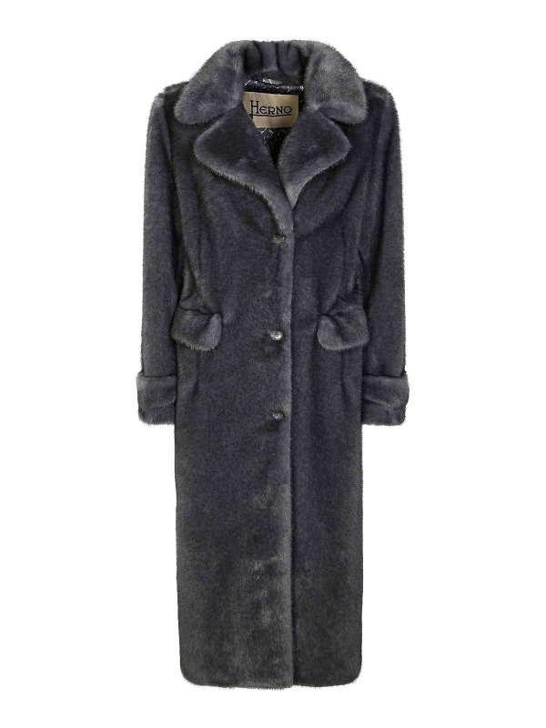 HERNO: Fourrure - Manteau En Fourrure - Gris