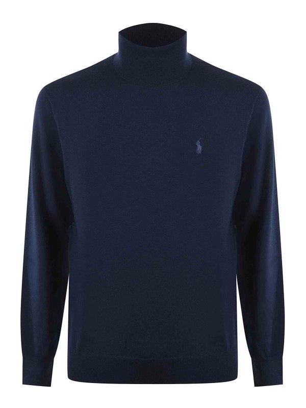 POLO RALPH LAUREN: Strickpullover mit Rundhalsausschnitt - Rundhalspullover - Blau