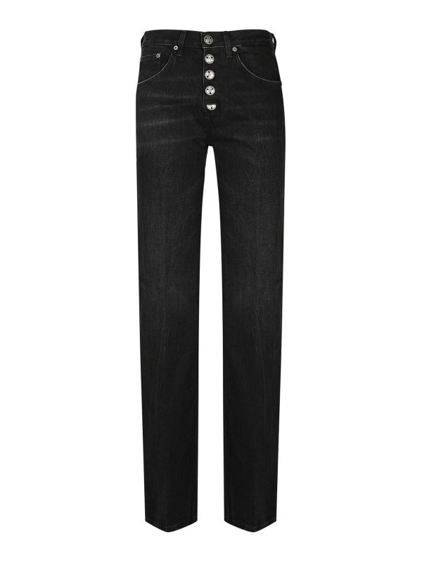 DONDUP: straight leg jeans - Jacklyn Wide Leg Jeans In Fixed Denim Black