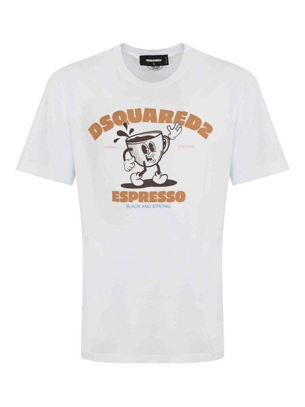 DSQUARED2: t-shirts - Cotton T-Shirt With Espresso Print