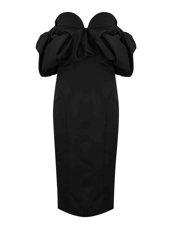 ELISABETTA FRANCHI: knee length dresses - Duchess Dress With 3D Neckline