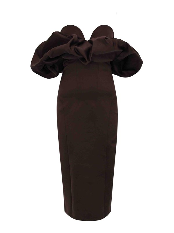 ELISABETTA FRANCHI: ニーレングスドレス - 膝丈ドレス - ダークオレンジ