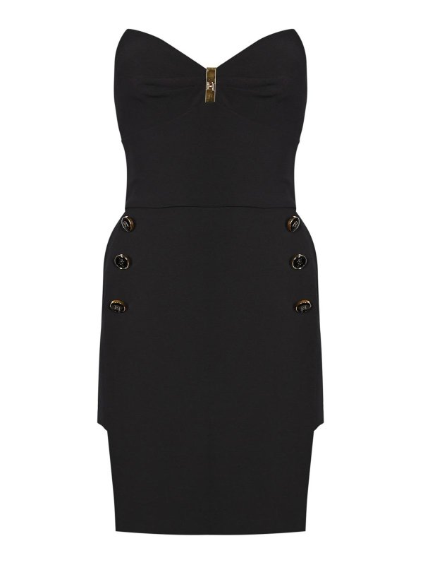 ELISABETTA FRANCHI: knee length dresses - Bustier Dress In Light Crepe