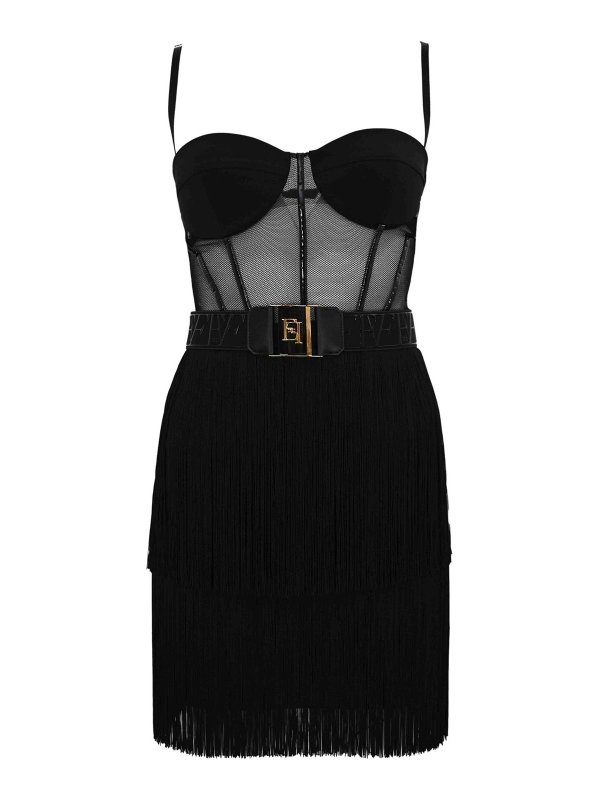 ELISABETTA FRANCHI: Robe longueur genou - Robe Au Genou - Noir