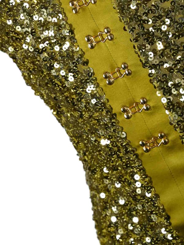 The Best Shops ELISABETTA FRANCHI: knee length dresses - Sequin Bustier Dress With Jewel Hooks