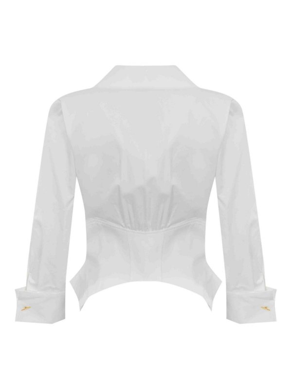 ELISABETTA FRANCHI: shirts online - Stretch Cotton Shirt With Jewel Logo Hooks