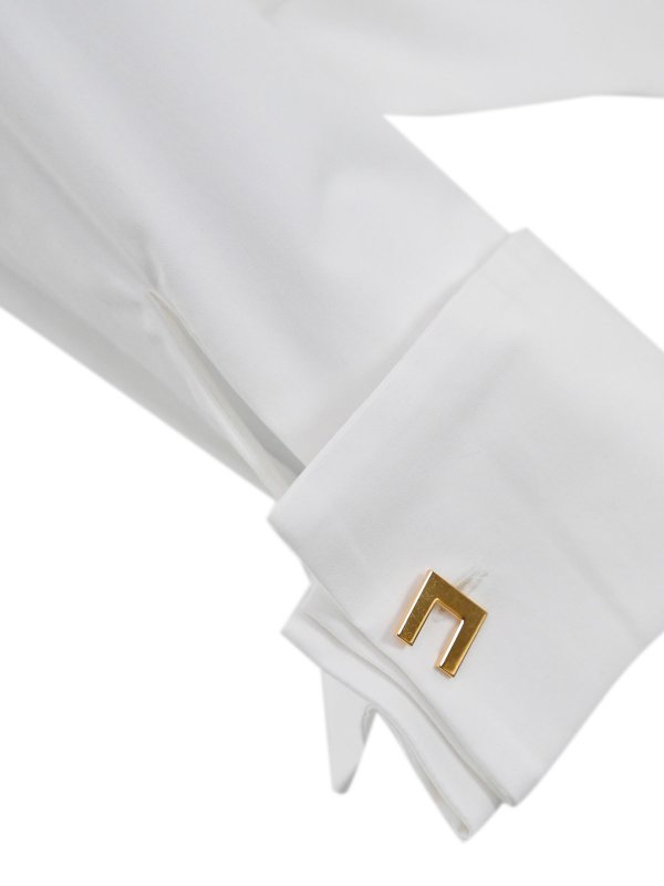 The Best Shops ELISABETTA FRANCHI: shirts - Stretch Cotton Shirt With Jewel Logo Hooks