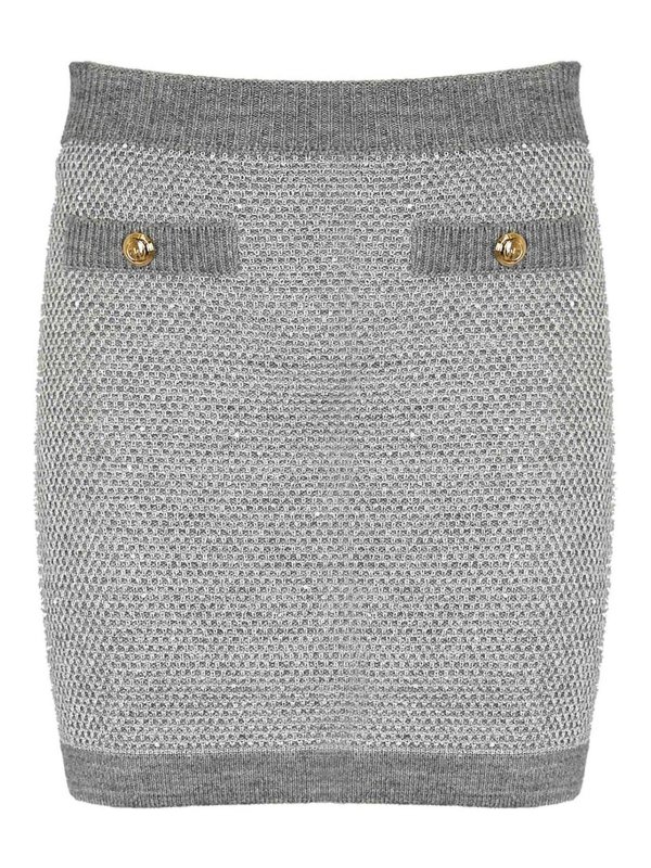 ELISABETTA FRANCHI: Knee length skirts & Midi - Short Knitted Skirt With Sequins