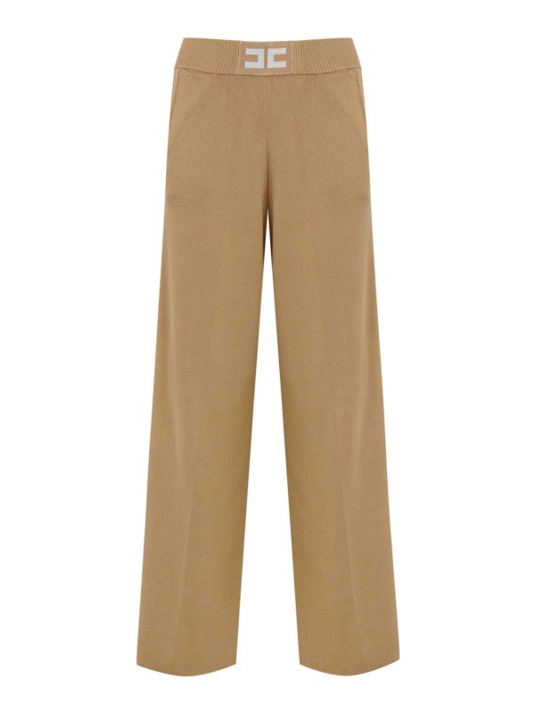 ELISABETTA FRANCHI: casual trousers - Viscose Trousers With Shiny Bands