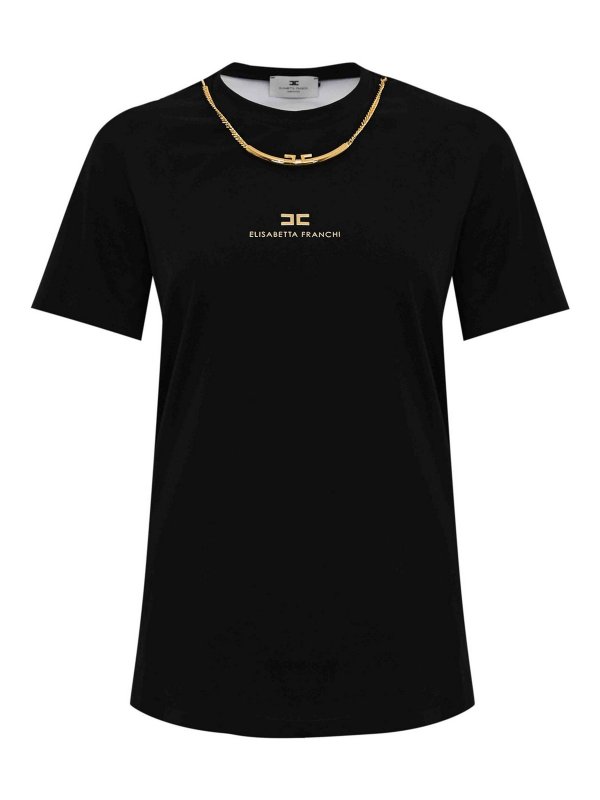 ELISABETTA FRANCHI: t-shirts - Jersey T-Shirt With Necklace