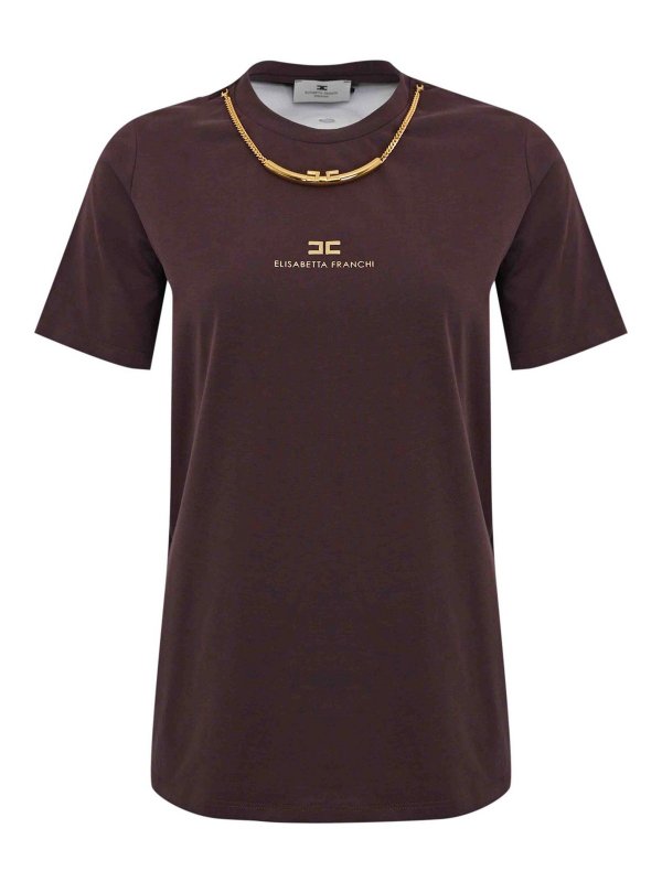 ELISABETTA FRANCHI: T-shirts - T-Shirt - Dunkelrot