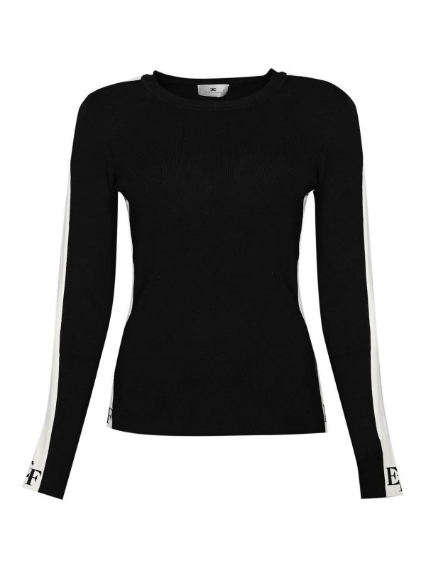 ELISABETTA FRANCHI: crew necks - Viscose Sweater With Shiny Bands