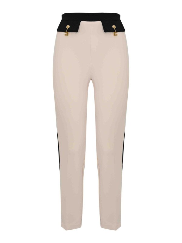 ELISABETTA FRANCHI: casual trousers - Two-Tone Double Crepe Trousers