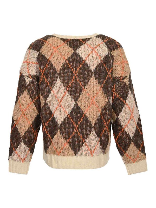 GIORGIO ARMANI: maglia collo rotondo online - Argyle Jacquard Wool Blend Sweater