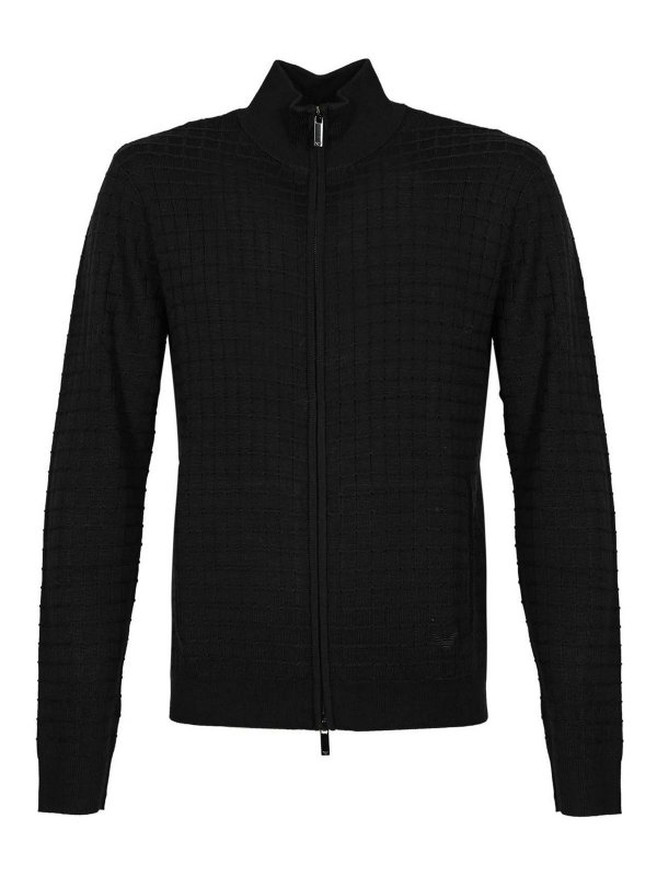 GIORGIO ARMANI: cardigan - Lana e Lyocell Blend Cardigan con zip