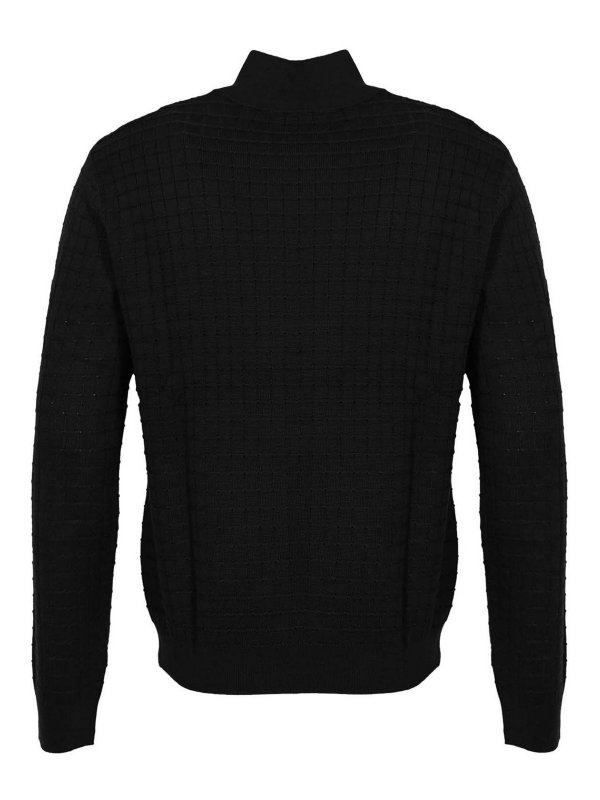 GIORGIO ARMANI: cardigan online - Lana e Lyocell Blend Cardigan con zip