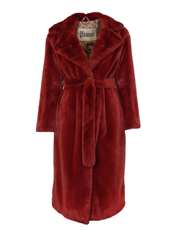 HERNO: Pelz und Shearling - Pelz - Dunkelrot