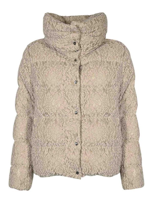 HERNO: padded jackets - Floral Lace Down Jacket