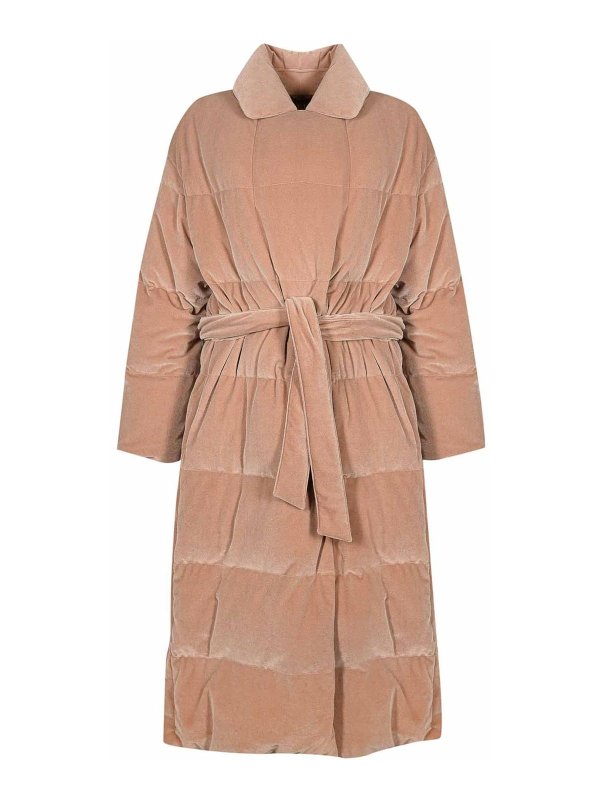 HERNO: padded jackets - Long Velvet Down Jacket