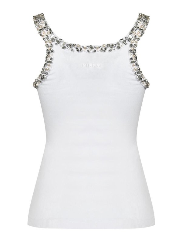 Pinko: Tops & Tank tops online - Coriandoli Ribbed Cotton Tank Top