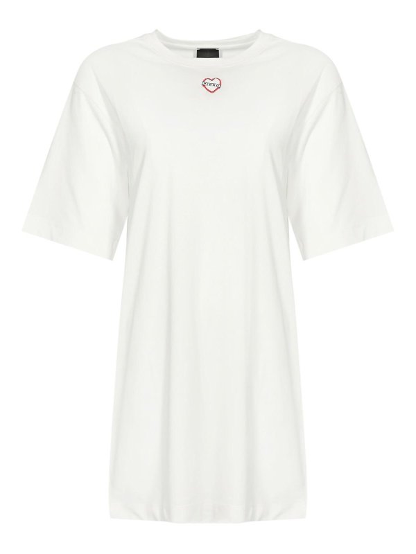 Pinko: t-shirts - Miglio Long T-Shirt With Embroidery And Print