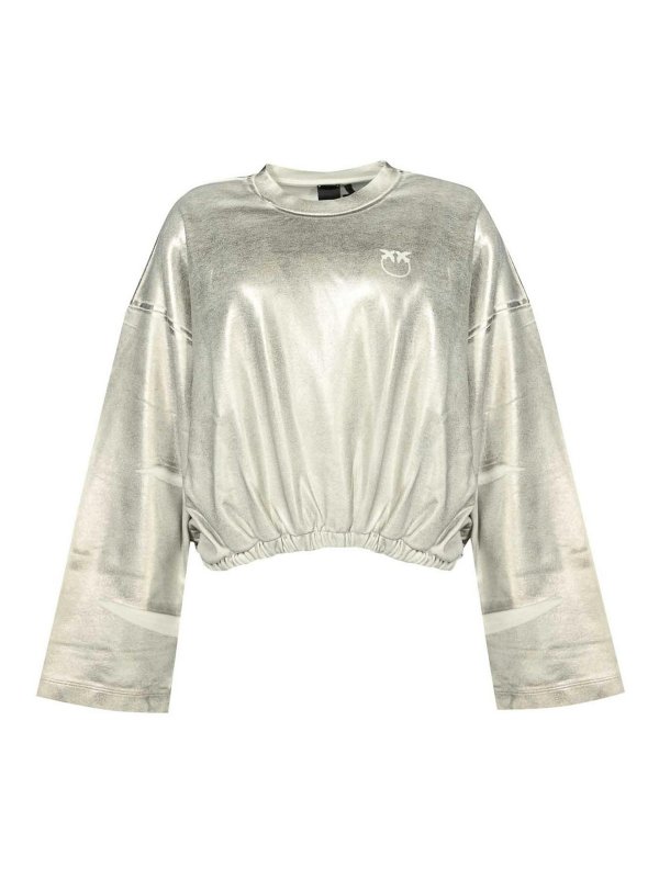 Pinko: Felpe e maglie - Spacca Libero in cotone metallico