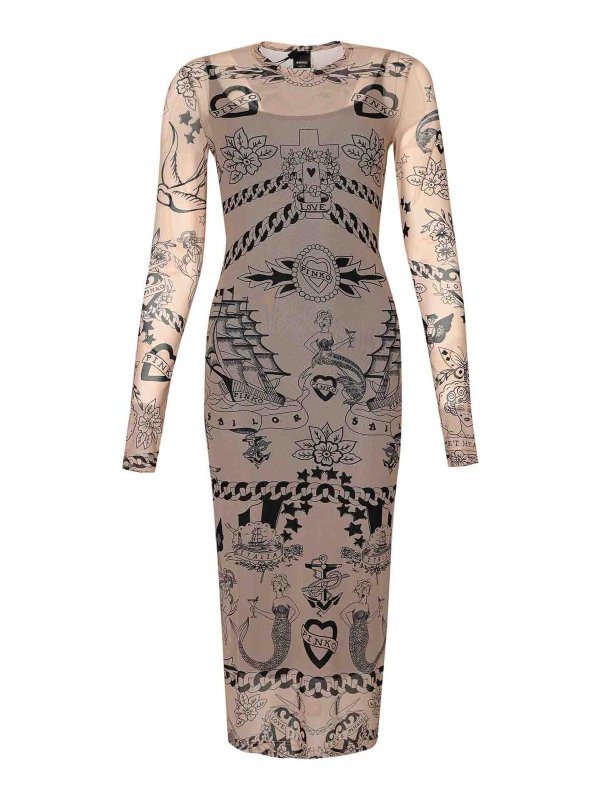 Pinko: ニーレングスドレス - 膝丈ドレス - ヌードカラー