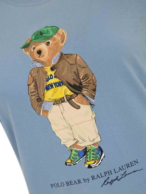 The Best Shops POLO RALPH LAUREN: t-shirts - Blue Cotton T-Shirt With Polo Bear Print