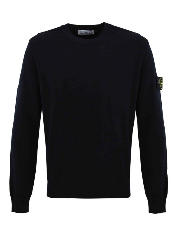 STONE ISLAND: Strickpullover mit Rundhalsausschnitt - Rundhalspullover - Blau