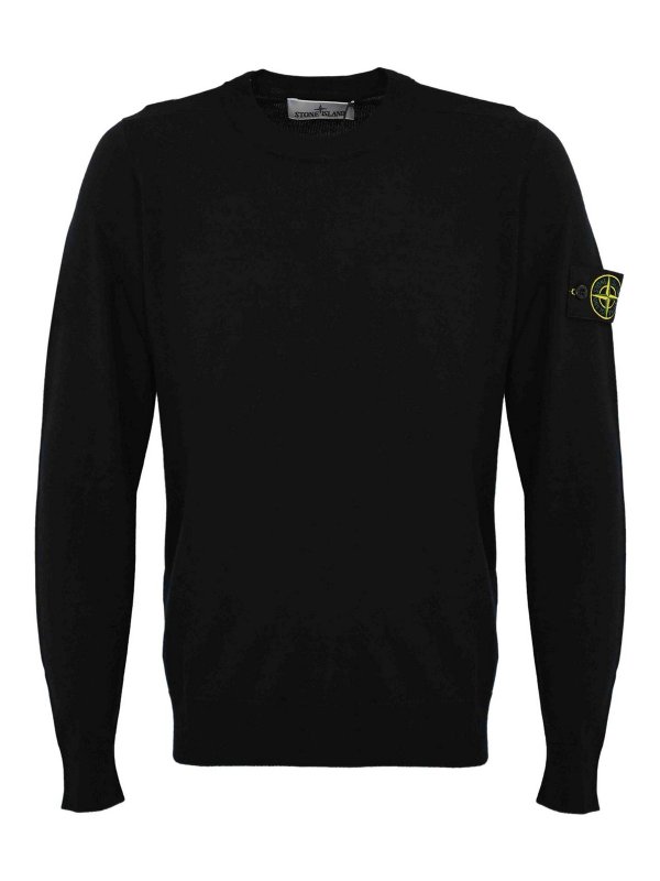 STONE ISLAND: Strickpullover mit Rundhalsausschnitt - Rundhalspullover - Schwarz