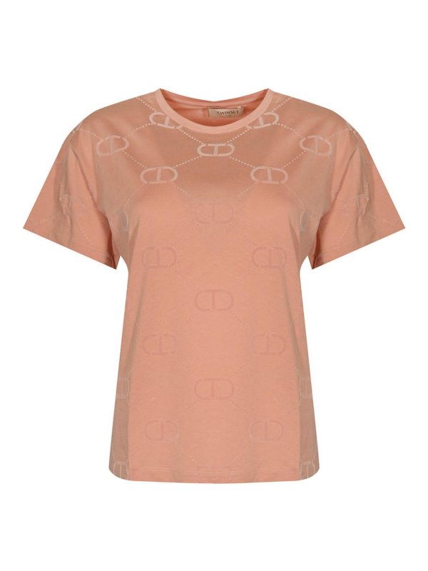 TWINSET: t-shirt - T-shirt in cotone a stampa ovale-T