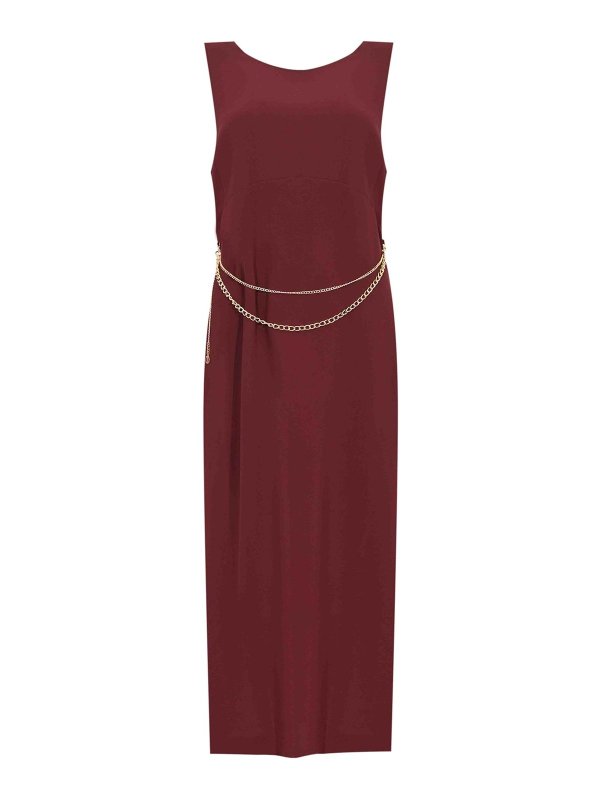 TWINSET: ニーレングスドレス - 膝丈ドレス - ダークレッド