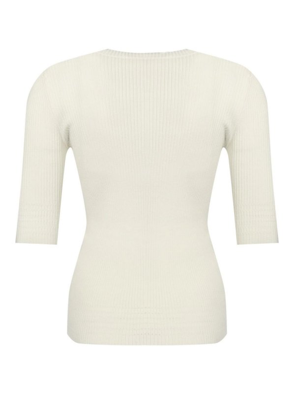 TWINSET: maglia collo rotondo online - Maglione a costola con logo ovale