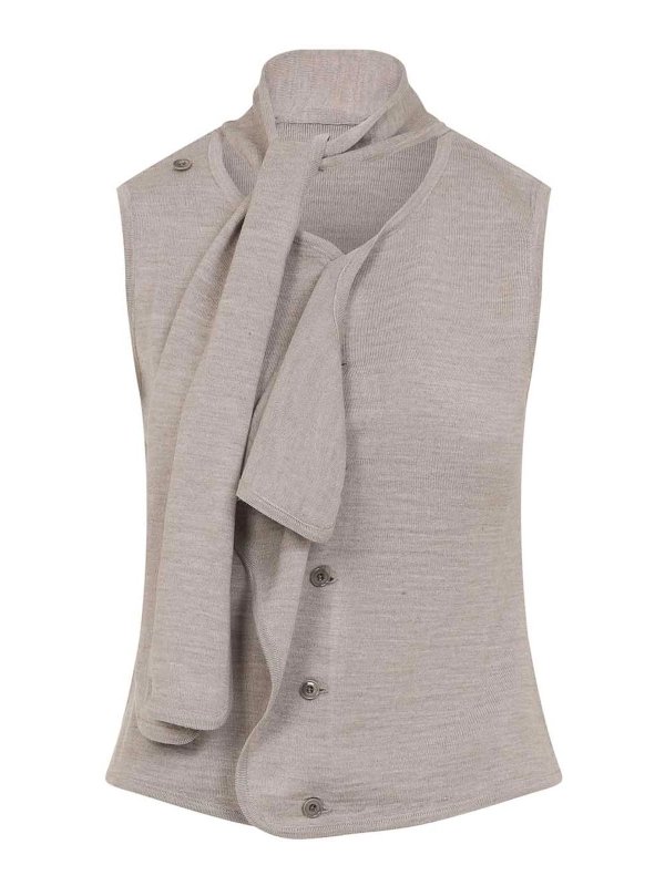 LEMAIRE: cardigans - Asymmetrical Sleeveless Cardigan
