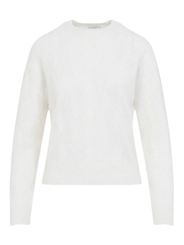 PESERICO: Suéteres con cuello pico - Suéter Cuello Redondo - Blanco