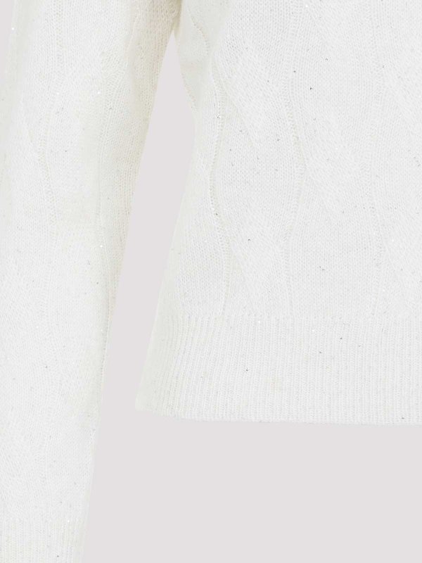 The Best Shops PESERICO: Suéteres con cuello pico - Suéter Cuello Redondo - Blanco