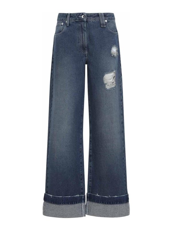 SIMONE ROCHA: straight leg jeans - Distressed Straight Leg Jeans