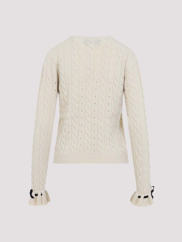 VALENTINO: Strickpullover mit Rundhalsausschnitt online - Rundhalspullover - Weiß