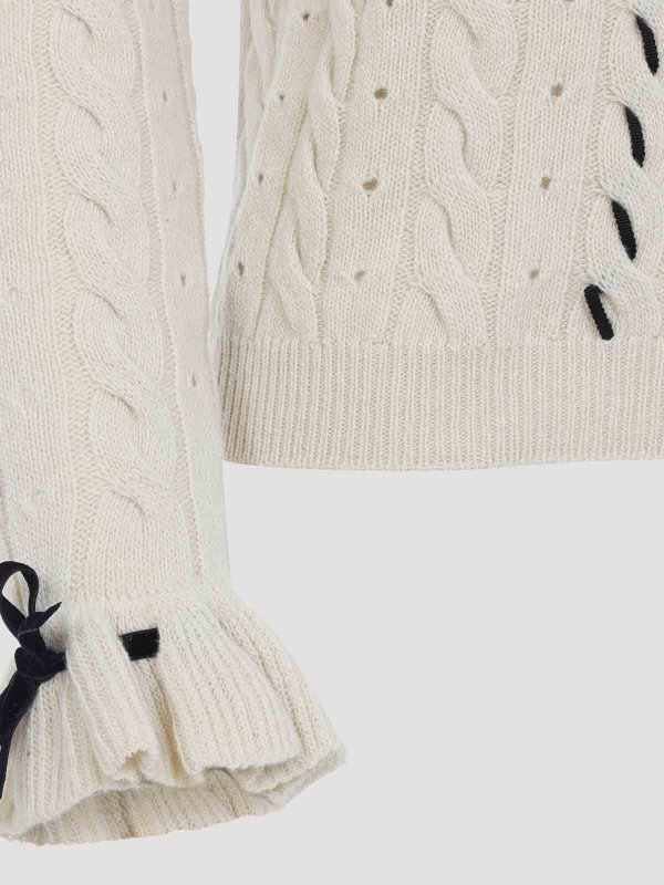 The Best Shops VALENTINO: Strickpullover mit Rundhalsausschnitt - Rundhalspullover - Weiß