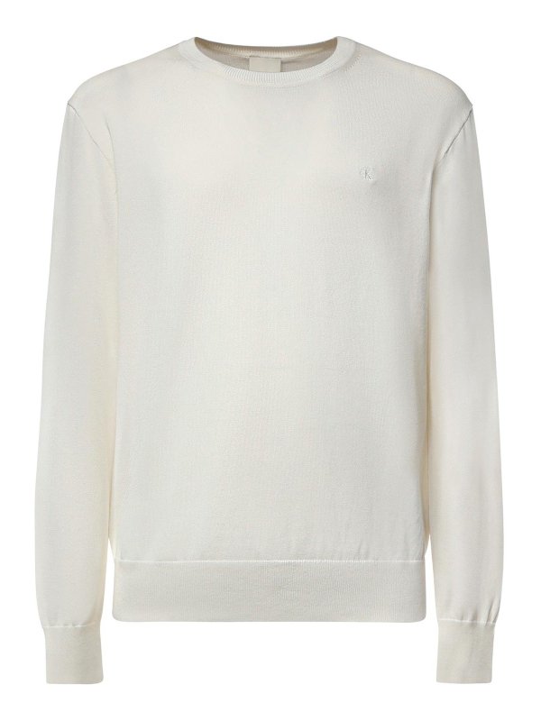 CALVIN KLEIN: Strickpullover mit Rundhalsausschnitt - Rundhalspullover - Grau
