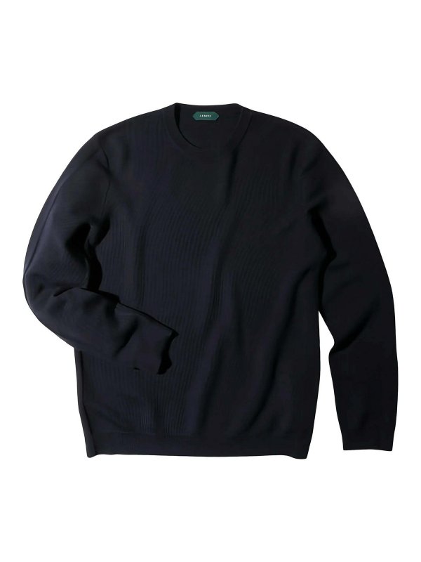 ZANONE: Suéteres con cuello pico - Suéter Cuello Redondo - Azul Oscuro