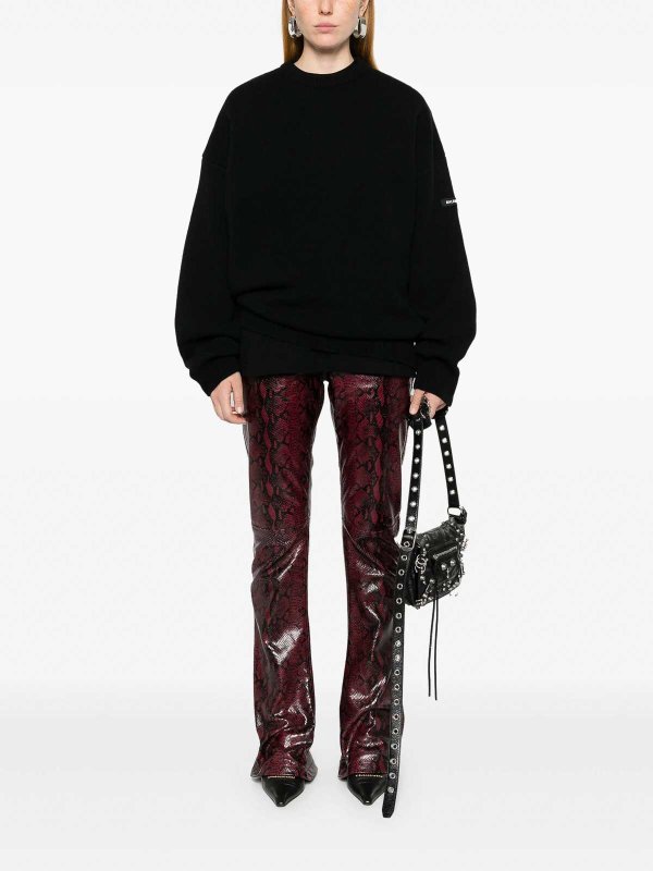 BALENCIAGA: Strickpullover mit Rundhalsausschnitt online - Rundhalspullover - Schwarz